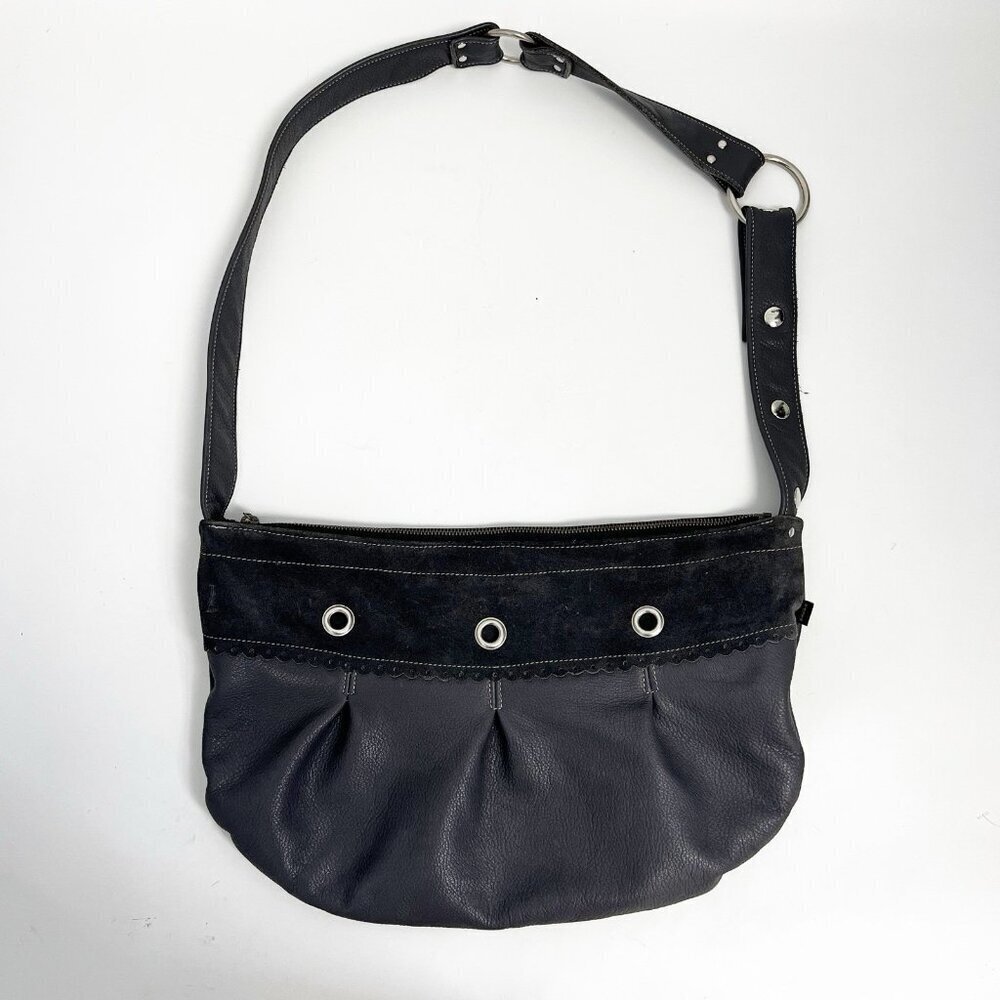 Kazak Crossbody Studded Leather Suede Grey Black Bag Boho Bohemian